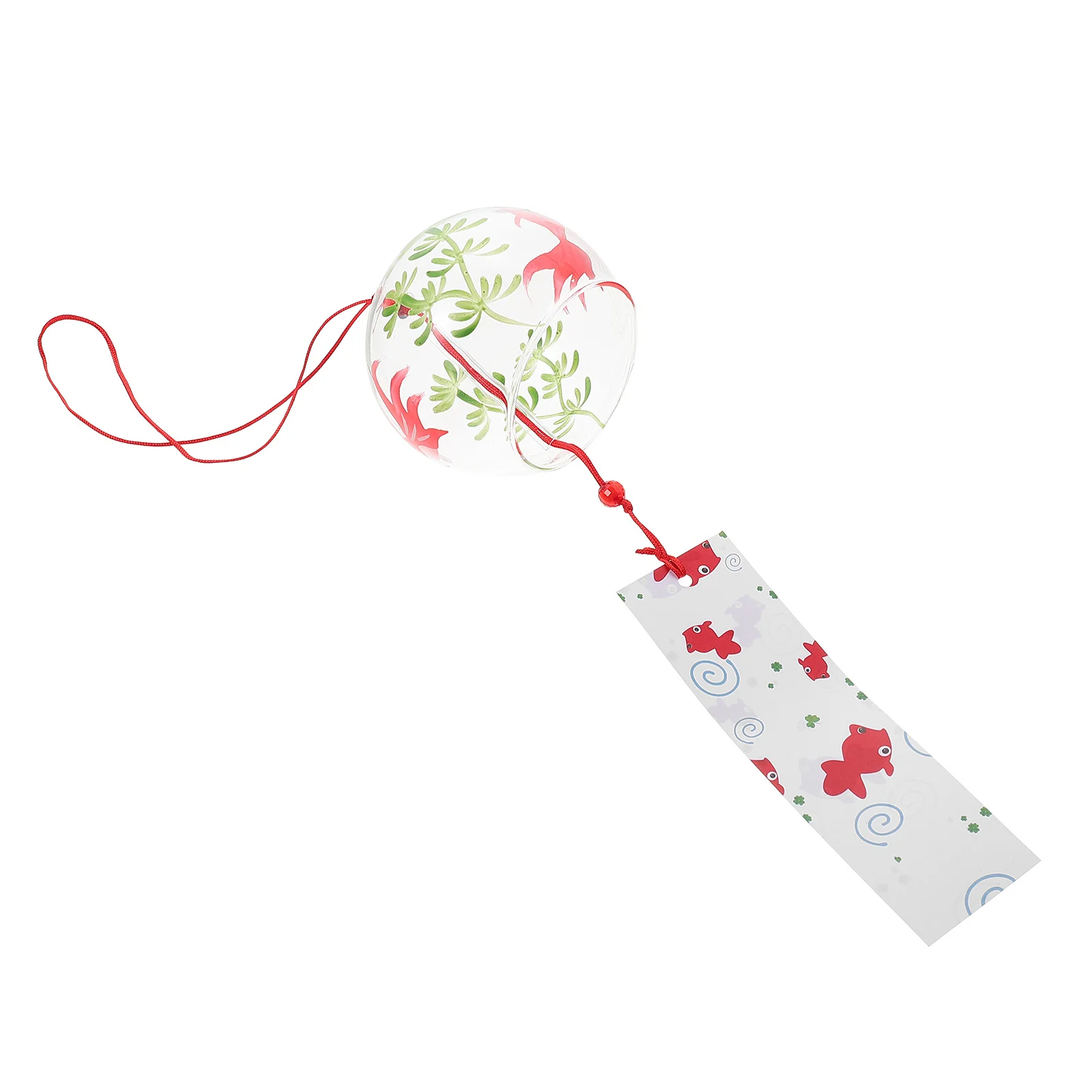 Japanese Style Glass Wind Chime Red Goldfish Pattern Hanging Decoration for Home Garden Balcony Outdoor Wind Bells