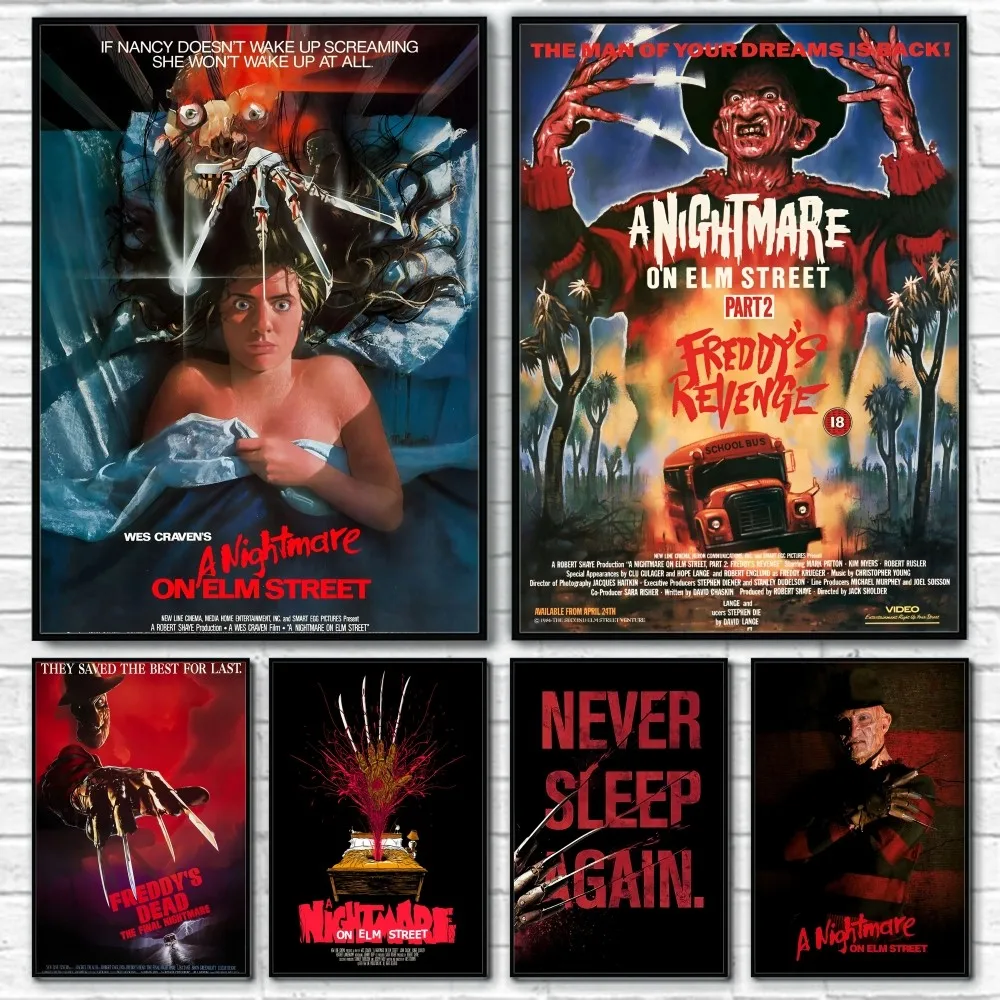 

A N-Nightmare On Elm S-Street Movie Poster Home Living Bed Room Bar Hallway Sticky Wall Art Printing Waterproof Aesthetic Decor