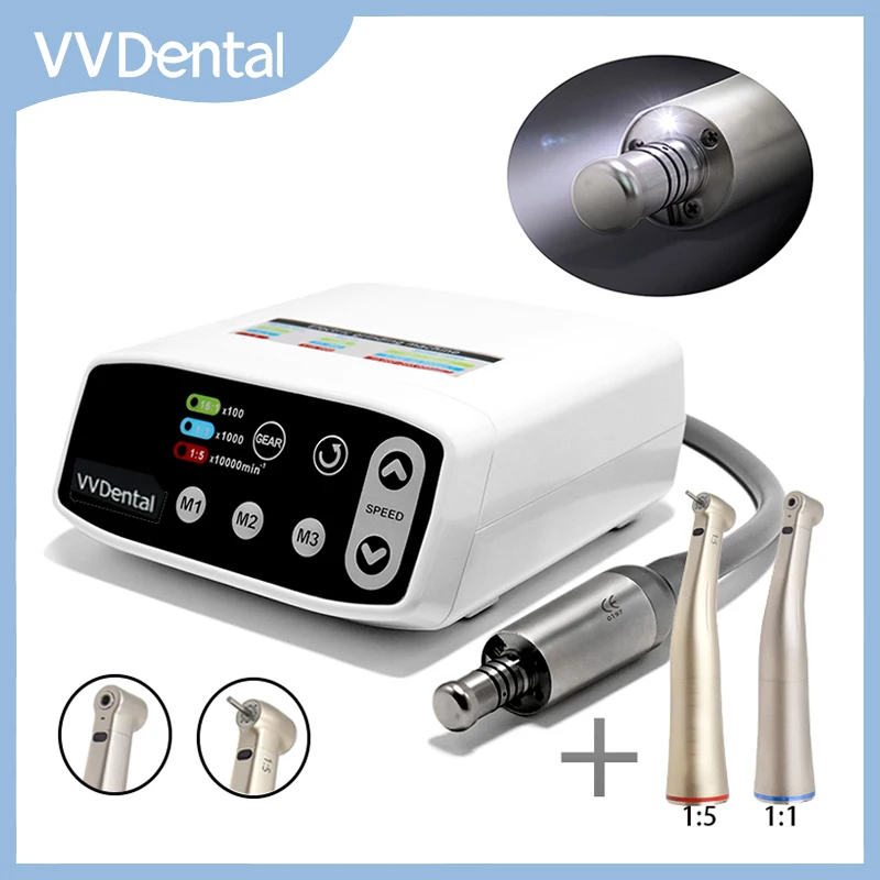 Dental LED Micro Motor Electric Brushless With 1:1/1:5 Fiber Optic Contra Angle Low Speed Handpieces Dentistry Clinic Instrument