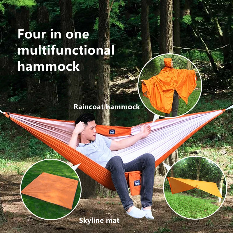 Multi Functional Portable Outdoor Garden Camping Hammocks For Tourist Travel Sleeping Hanging Hammock Swing Awnings Mat