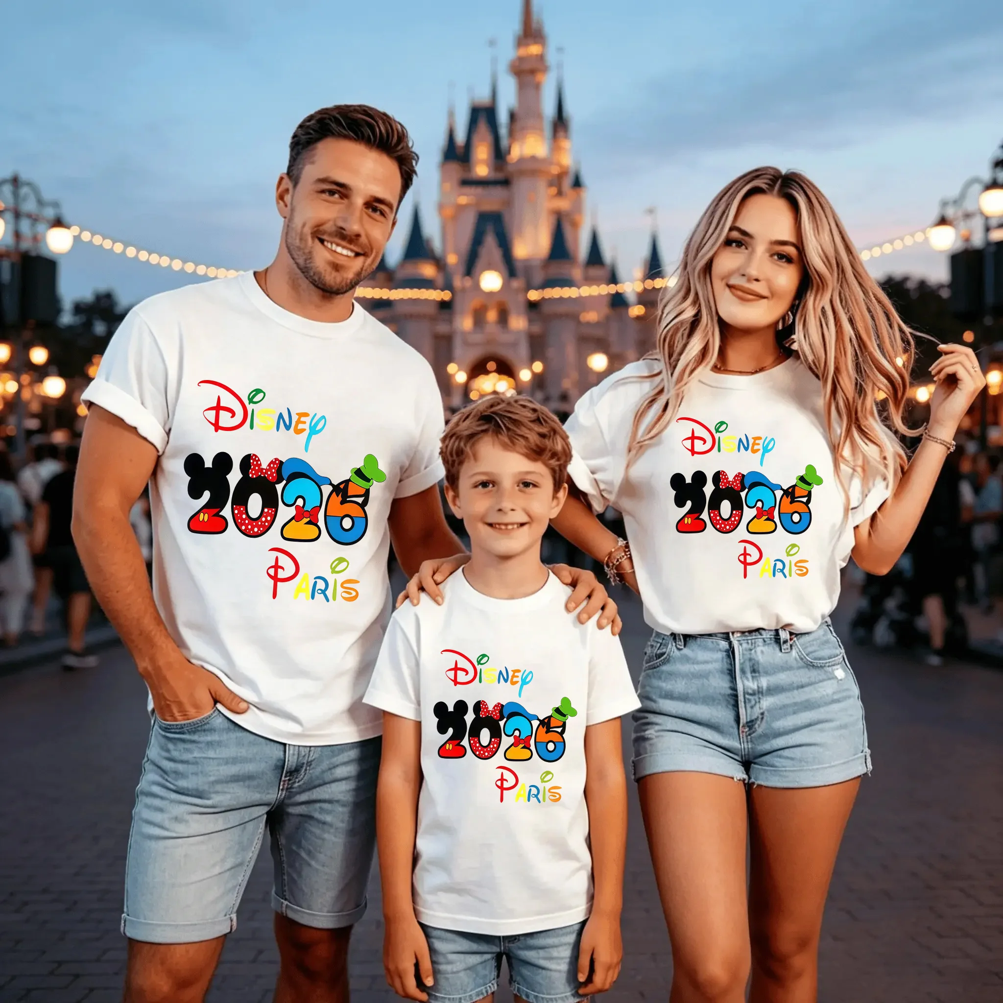 Matching Disney Family Vacation T-Shirts 2026 Magic Cartoon Mouse Castle Graphic Short Sleeve Where Magic Begins Family Tees