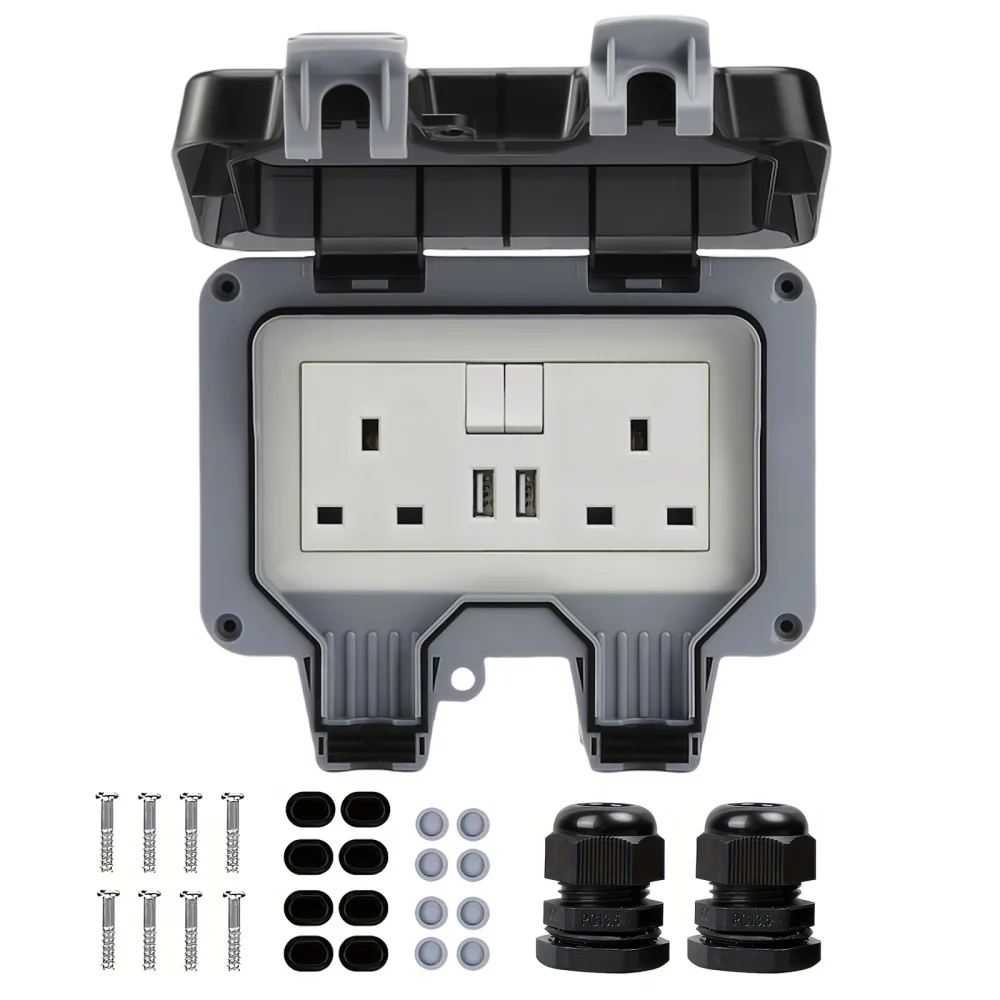 USB-Typ-C-Wandsteckdose für den Außenbereich, wasserdicht, IP66-Qualität, wasserdicht und staubdicht, für Garten, Badezimmer, Außensteckdose