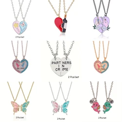 2 Pcs/Set Best Friend Necklace Creative Pentagram Pendant Alloy Accessories Friendship Necklace Best Friend Alloy Pendant