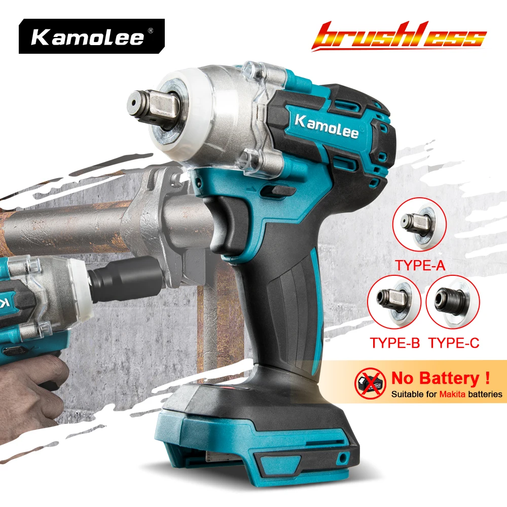 

Kamolee 520N.M Brushless Cordless Electric Impact Wrench DTW285 Dual Function Power Tools Compatible with 18V Makita Battery