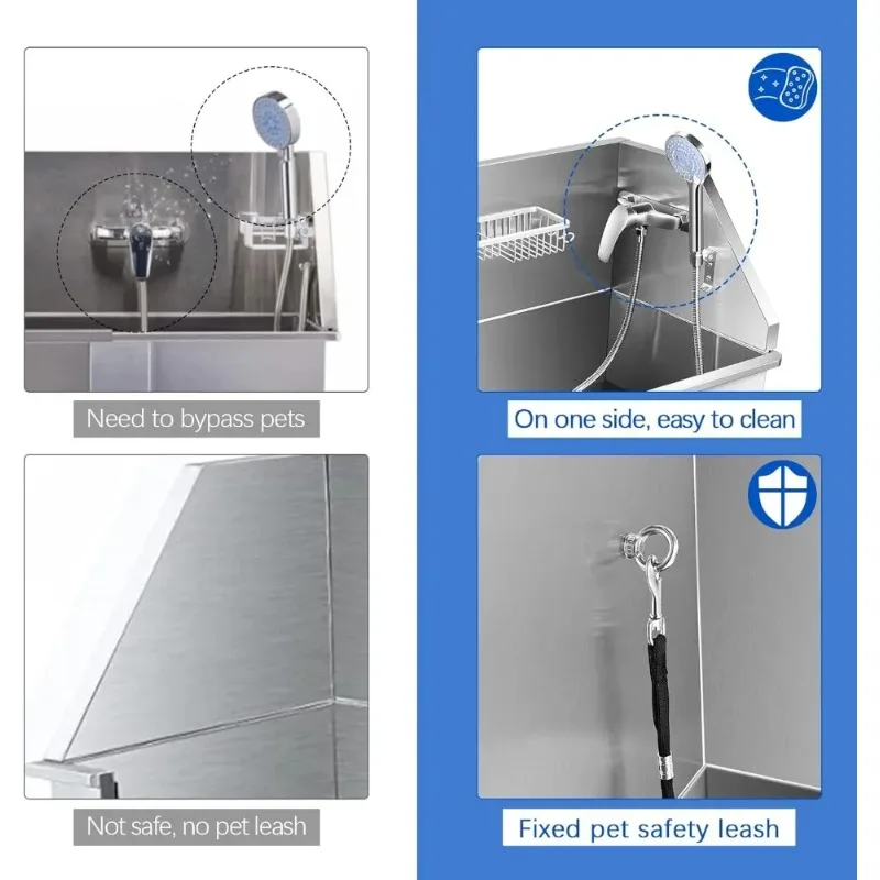 

34'' Professional Dog Bathtub with Sliding Door Pet Grooming Wash Station for Small Dogs Home Dog Washing Station