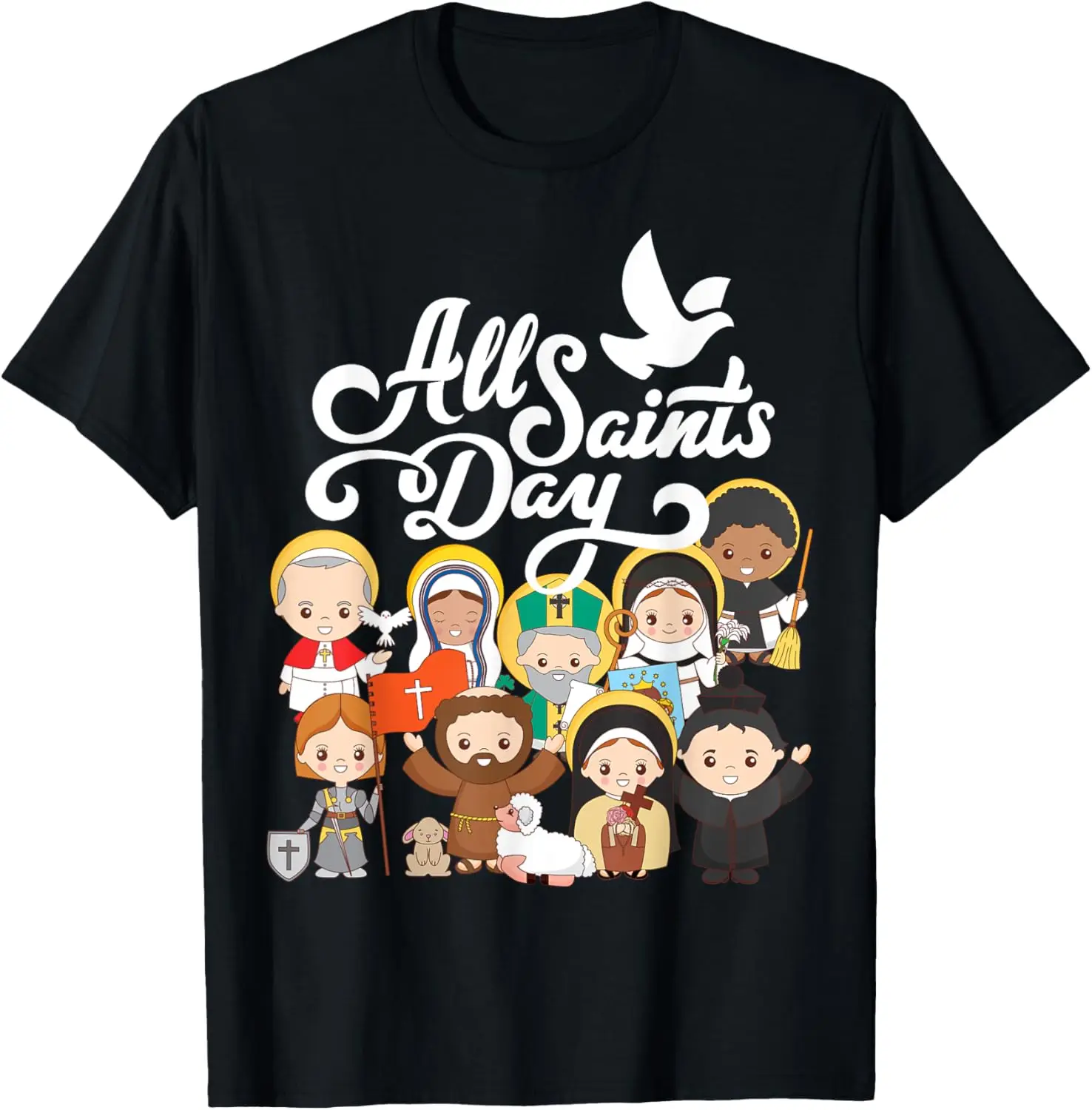 All Saints Day Kids Catholic St Francis Therese Joan of Arc T-Shirt