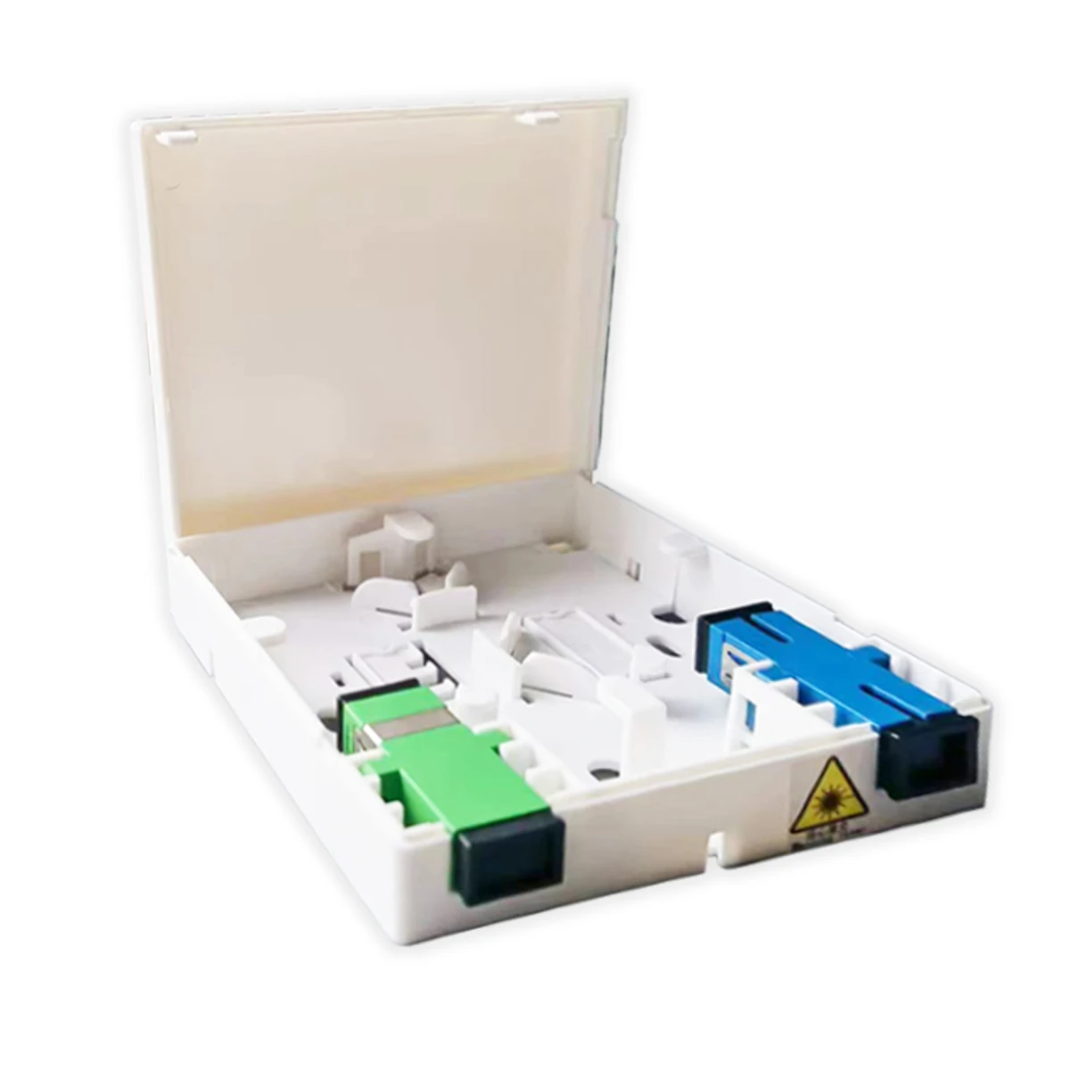 2 port terminal Box 86-type  PVC Optical Terminal Junction Box  white plastic fiber optic splice box  with adapters