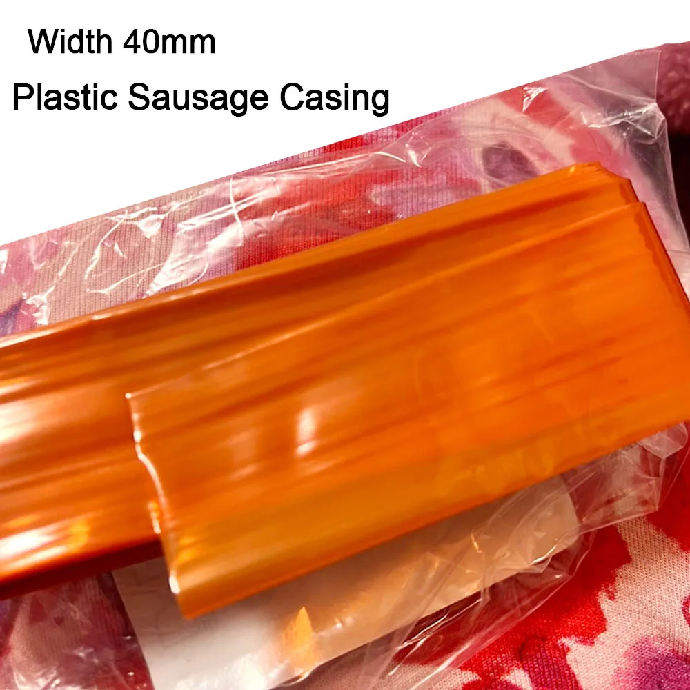 Width 40mm Plastic Casing For Sausages Casings Shell Brown Color 1-100 Meters Sausage Casing BBQ Ham Burger Maker Kitchen Tools
