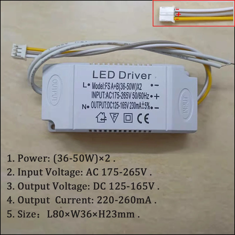 Controlador LED 240mA 12-24W/24-40W/36-50W SMD PCB, fuente de alimentación de techo, 3 colores, 3 pines, transformadores de iluminación, AC175-265V