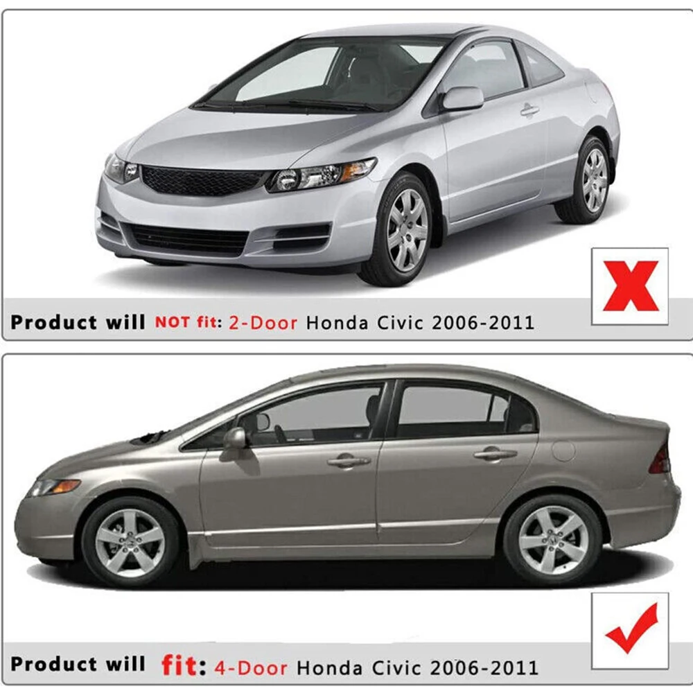 

4Pcs Window Weatherstrip Molding Trim for 2006-2011 Honda Civic Sedan Coupe 72410-SNA-A01 Replacement US Stock