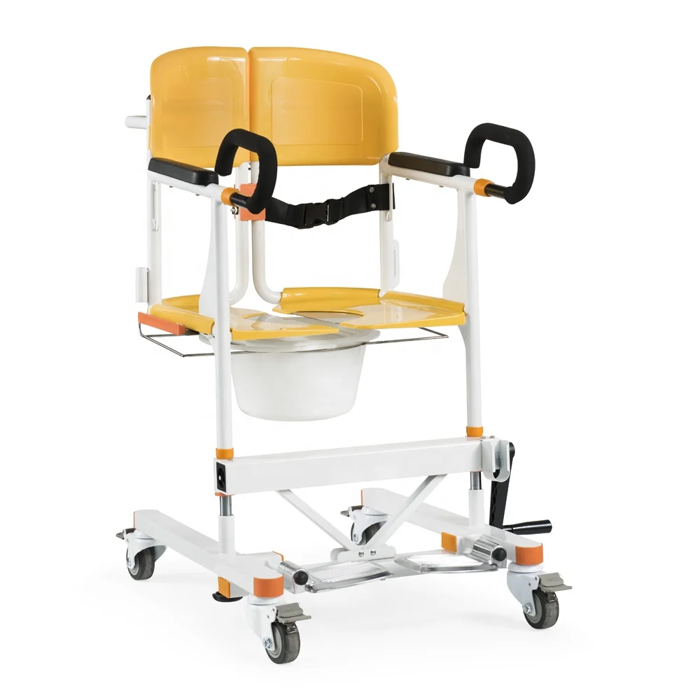 

Multi-purpose Manual Folding And Movable Lift Chair Wheeelchair Shower Chair Commode Toilet Patient Transfer Chair