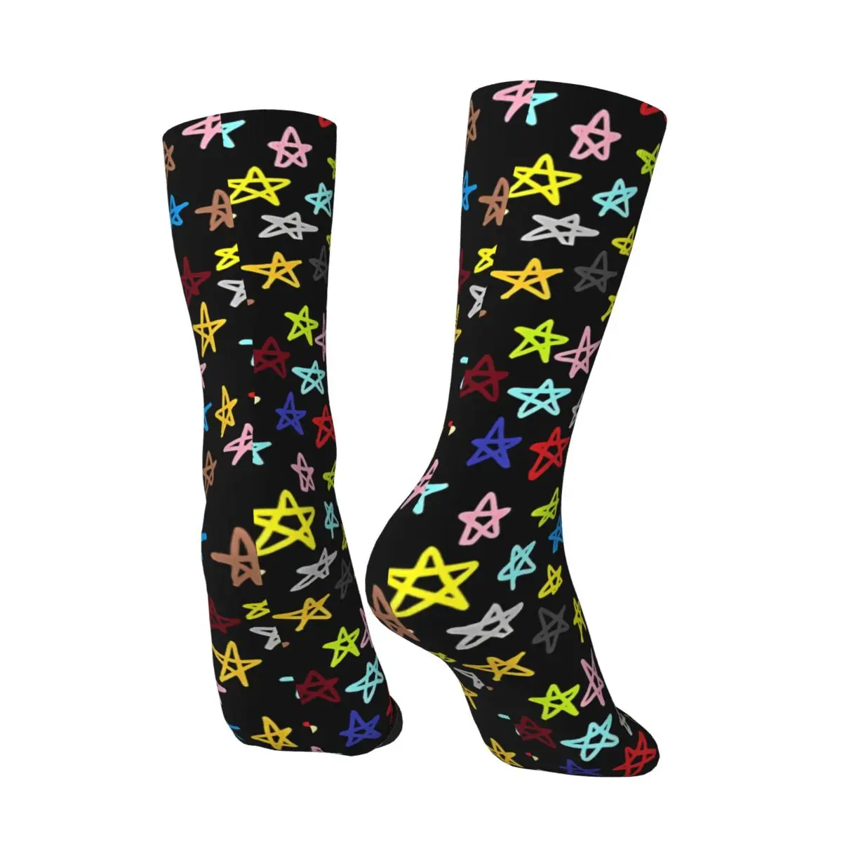 Fill The Sky At Night Happy Men's Socks Vintage The Stars Harajuku Novelty Crew Sock Gift Pattern Printed