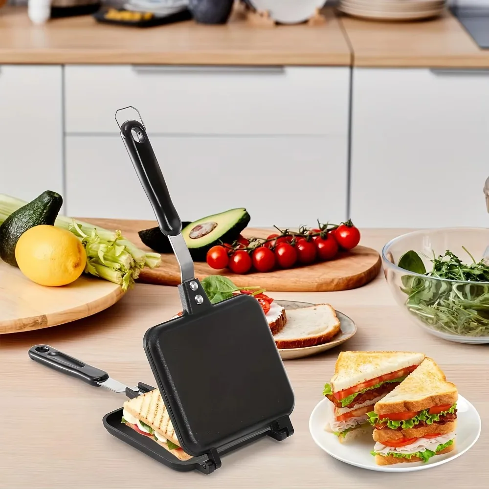 

Waffle Mold Non-Stick Sandwich Maker Aluminum Alloy Detachable Toast Frying Pan Double-Sided Omelette Pan Barbecue