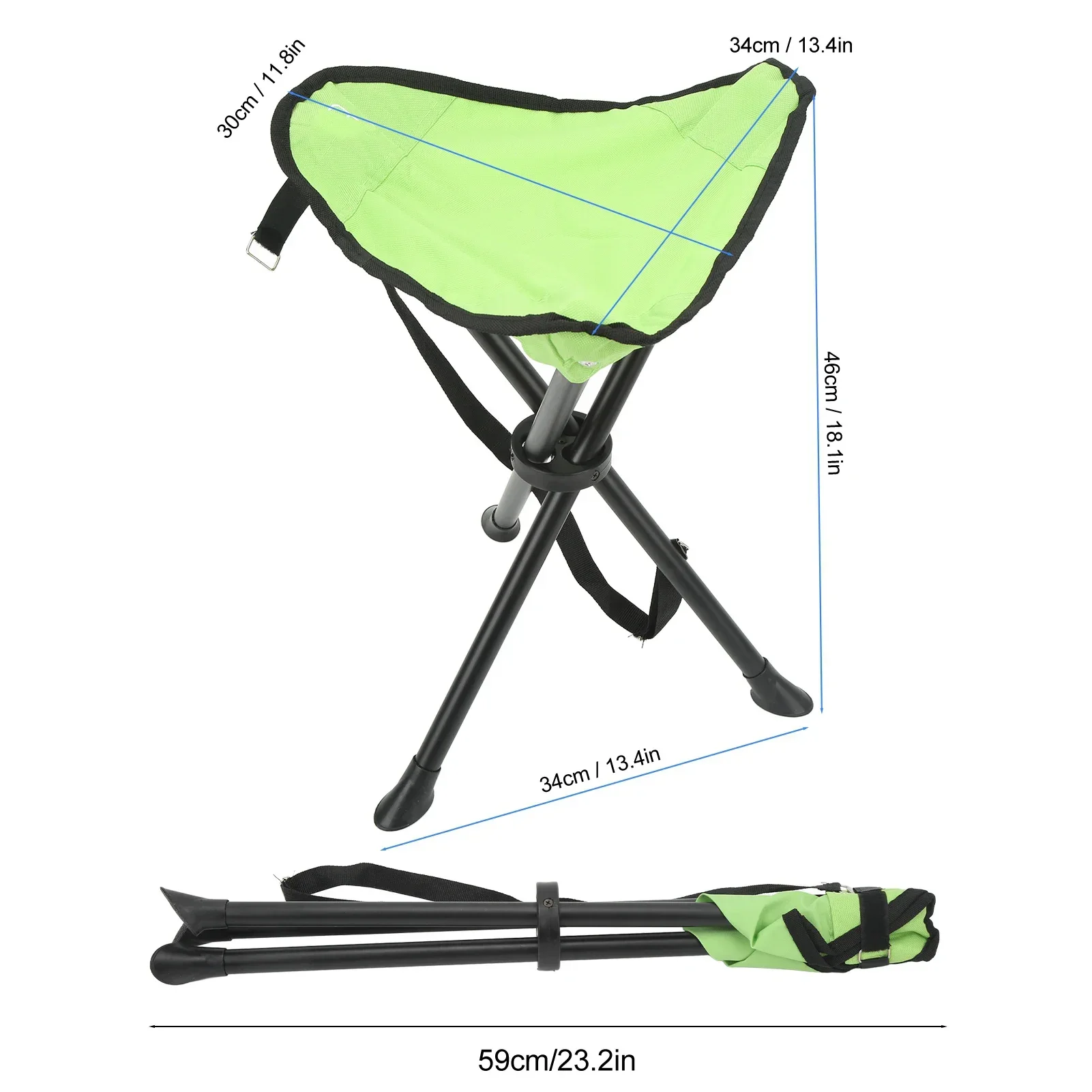 Folding Tripod Stool 200KG Load Bearing Anti Slip Good Stability Portable Foldable Chair For Outdoor Fishing Camping Picnics