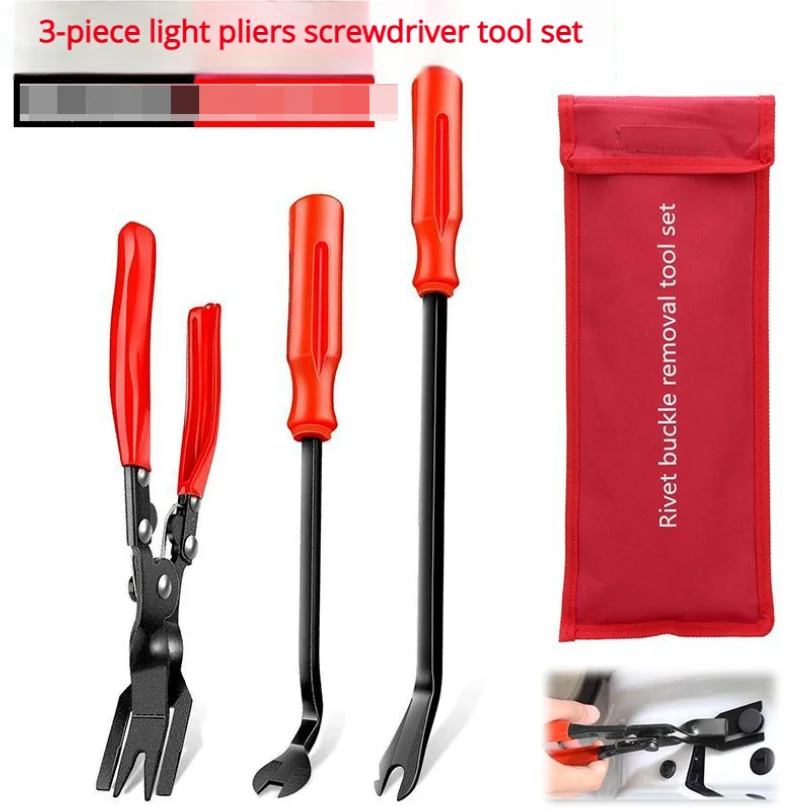 

Automotive Maintenance Tools Light Pliers Plastic Buckle Screwdriver 3 Pieces Plastic Buckle Dismantling Tool Car Lower Pressing