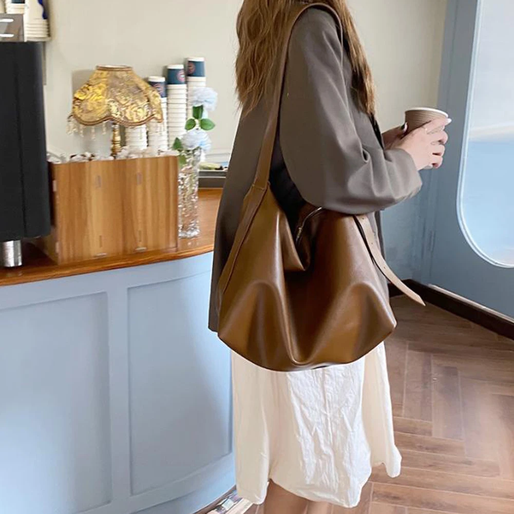 

Retro PU Leather Hobo Bags Slouchy Shoulder Handbag Soft Tote Bag Satchel Large for Women Daily Use and Special Occasion
