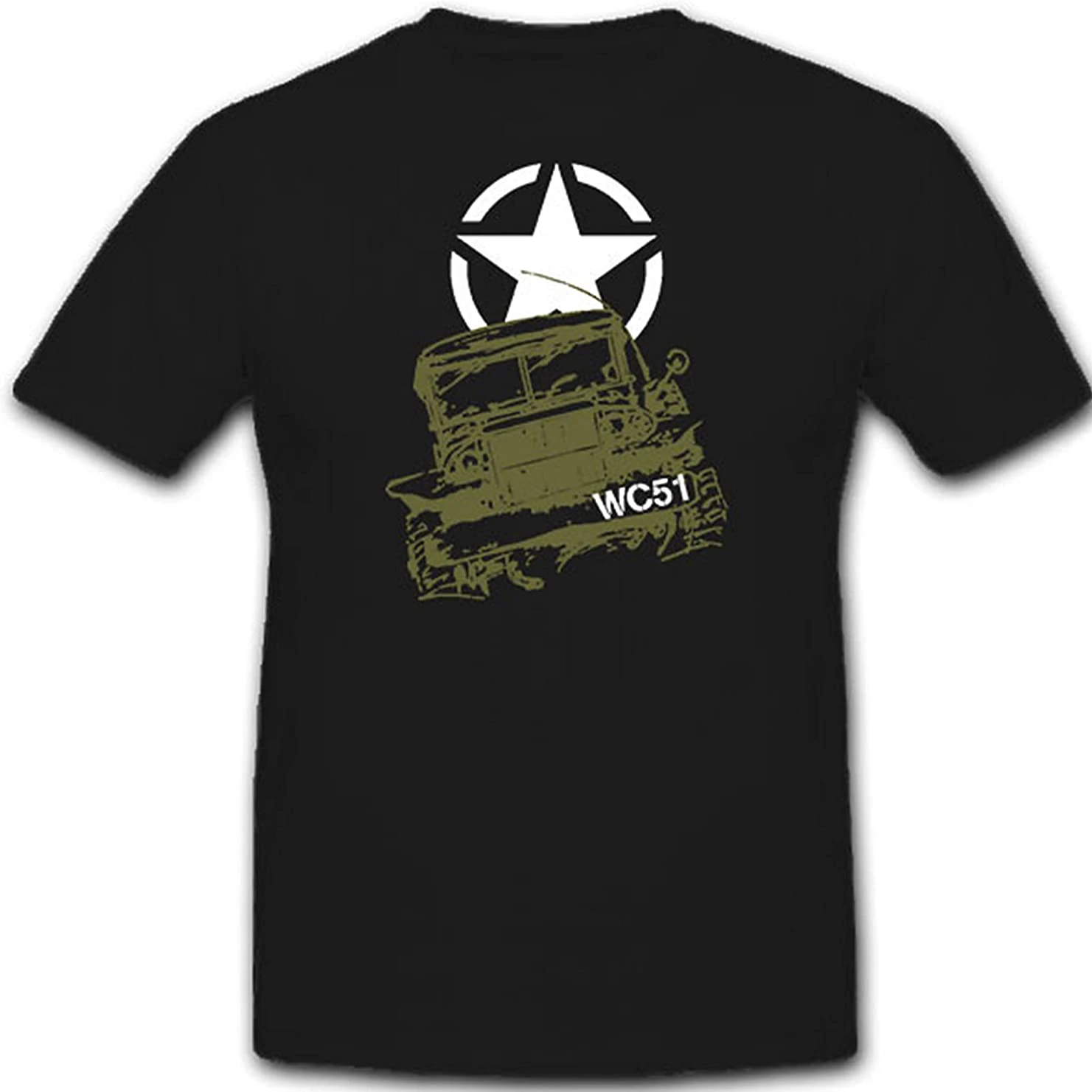 WWII Off-Road Vehicle Military Vehicles US Army WC 51 Lorry T Shirt. New 100% Cotton Short Sleeve O-Neck T-shirt Casual Mens Top