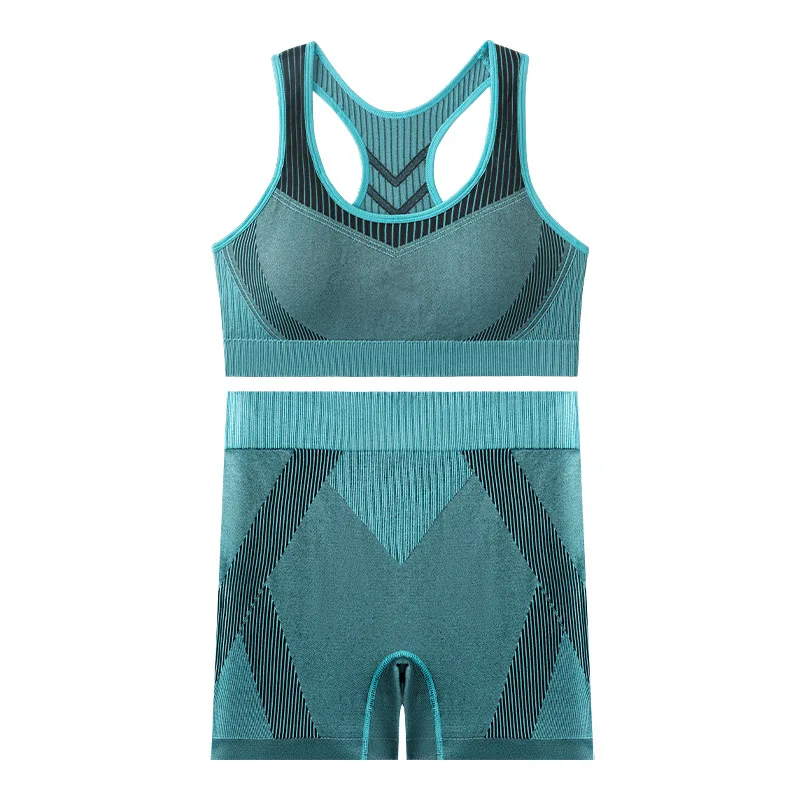 Letní sportovní podprsenka, dámská fitness podprsenka, vesta, kraťasy, fitness jóga, běžecká sada, nová spodní prádlo, vesta s rybí kostí - náhled 6