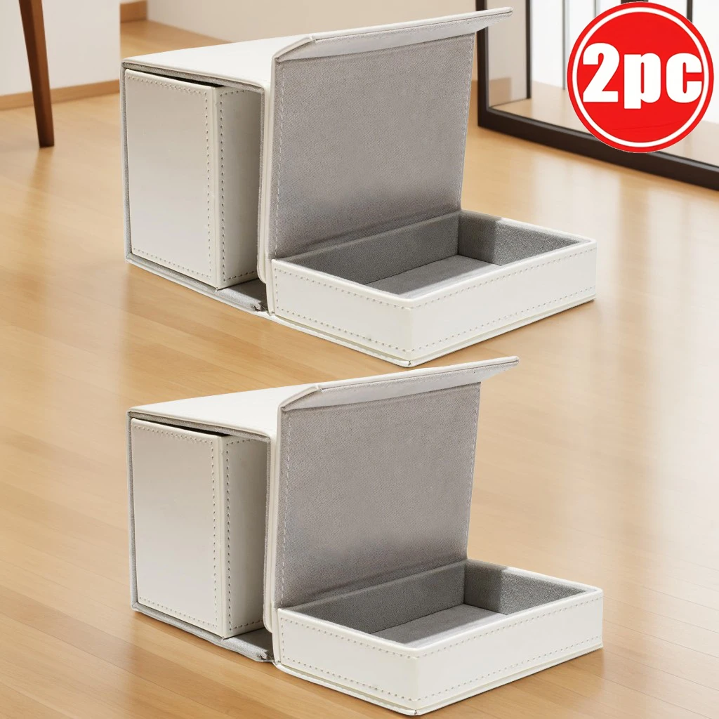 

2-piece white leather textured storage box, decorated with stitching on the surface, with a simple and exquisite overall style
