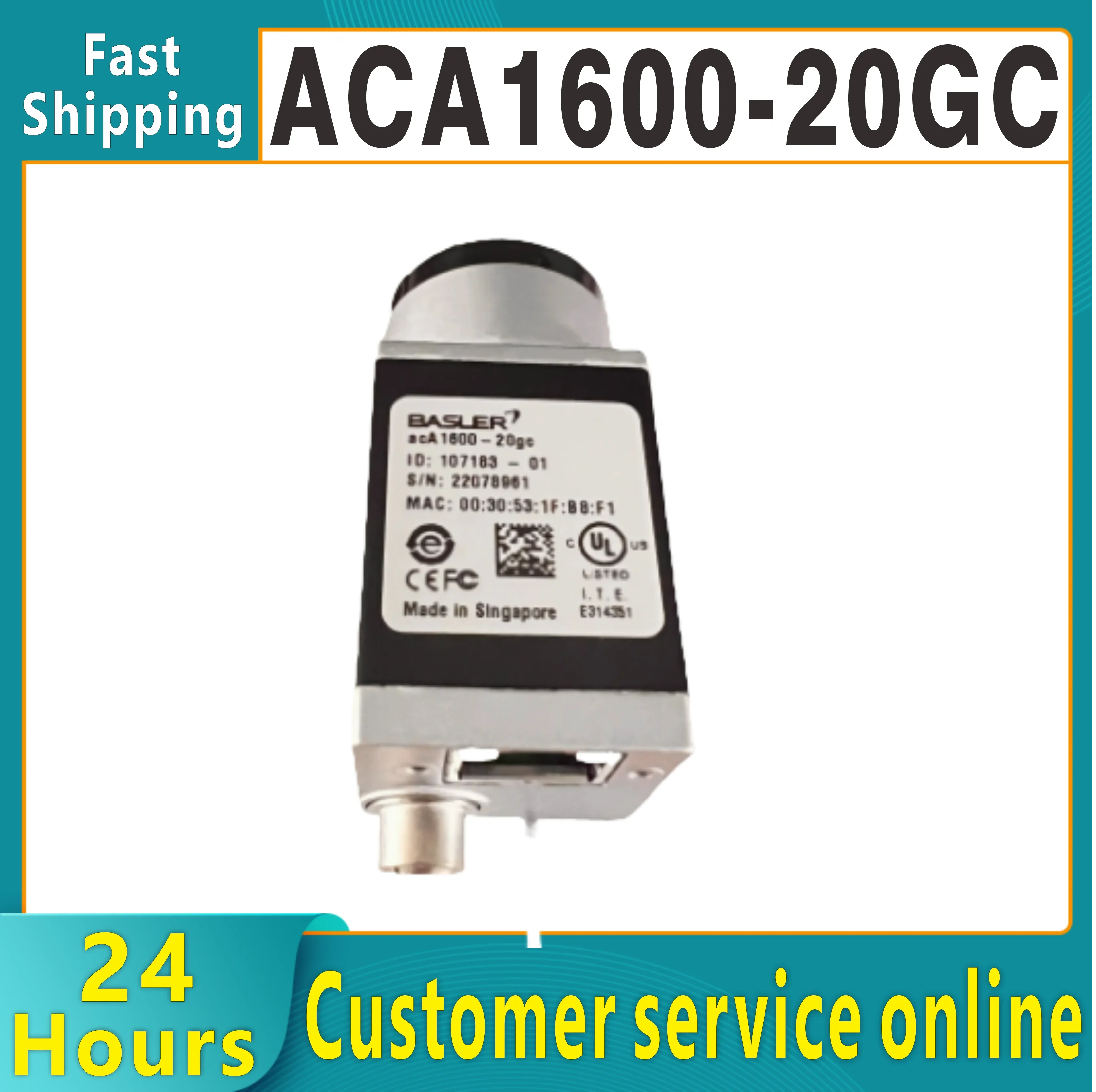 

Basler acA1600-20gc 2MP 1/1,8 дюйма ICX274 GigE с глобальным затвором, камера для сканирования области зрения, крепление C, новый оригинальный