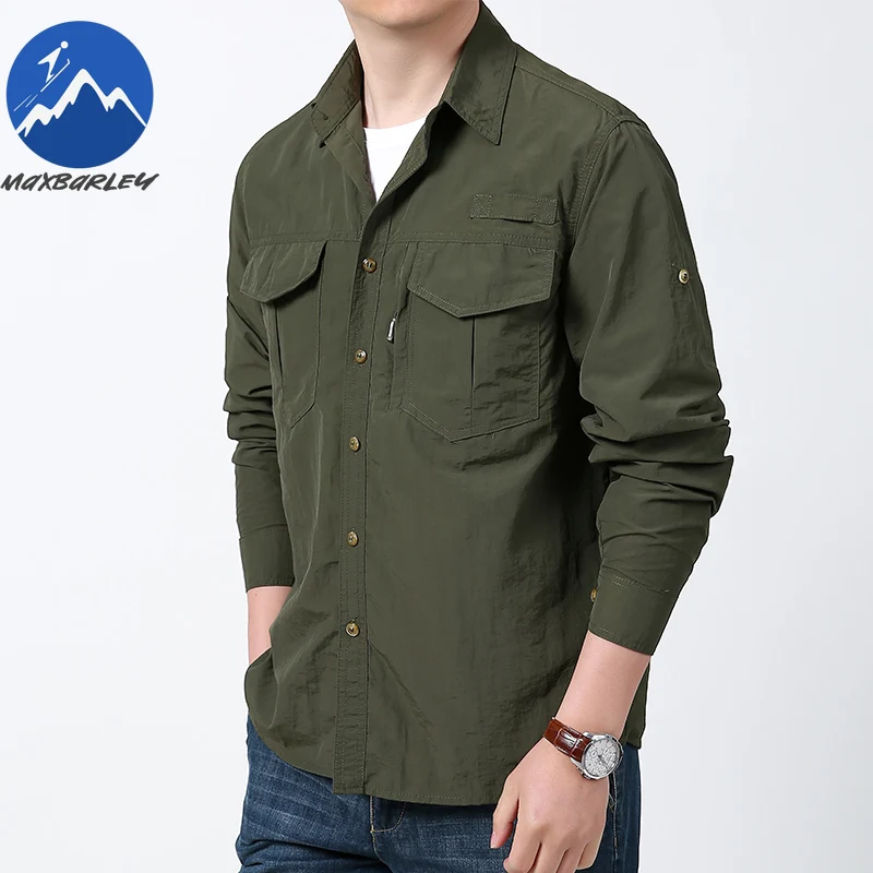 

Мужская летняя повседневная рубашка 2026 года, новая, с множеством карманов, тонкая, дышащая, с длинным рукавом, высокоэластичная, из ледяного шелка, для рыбалки