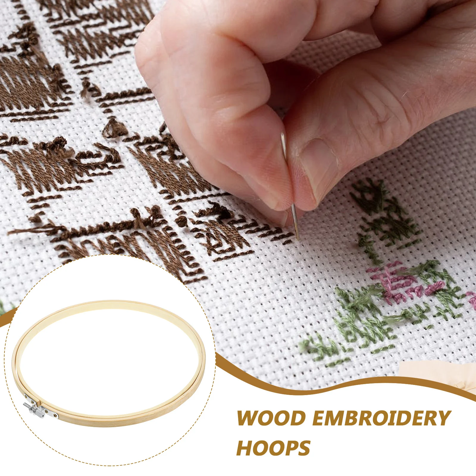 

9inch Bamboo Circle Embroidery Hoop Cross Stitch Frame Wood for Needle Arts Fabric Painting Displays Crafts
