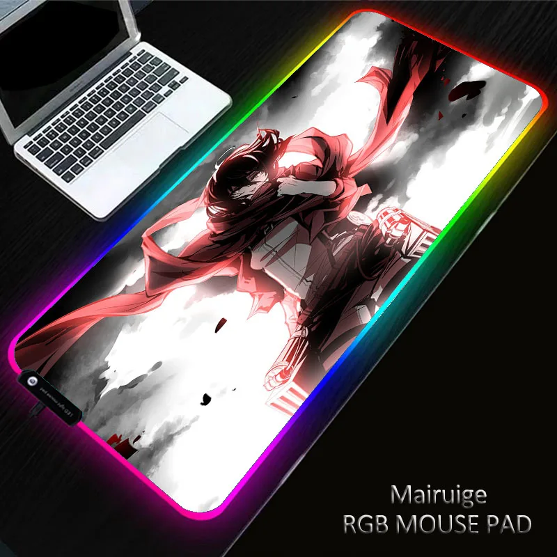 

Anime Attack on Titan Large RGB Gaming Mouse Pad Gamer Computer 40*90CM Mousepad Backlit Mause Large Desk Keyboard LED Mice Mat