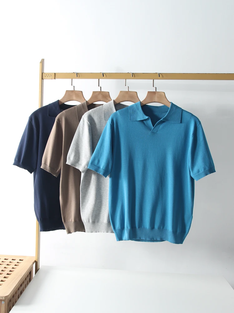  Business Style! Cool Touch! Men's Summer Comfortable Breathable Short Sleeve Knitted  Shirt Fashionable Urban S...