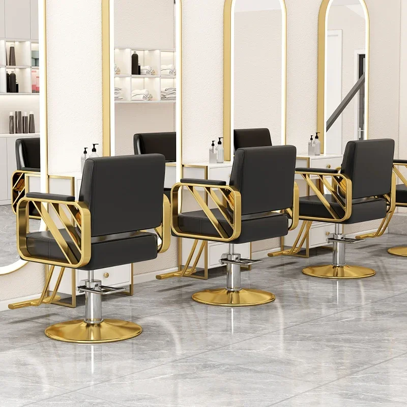 Gouden Salon Schoonheid Kapper Stoel Luxe Gepersonaliseerde Lifter Klassieke Stoel Draaibaar Goedkoop Minimalistisch Modieus Cadeira Meubilair