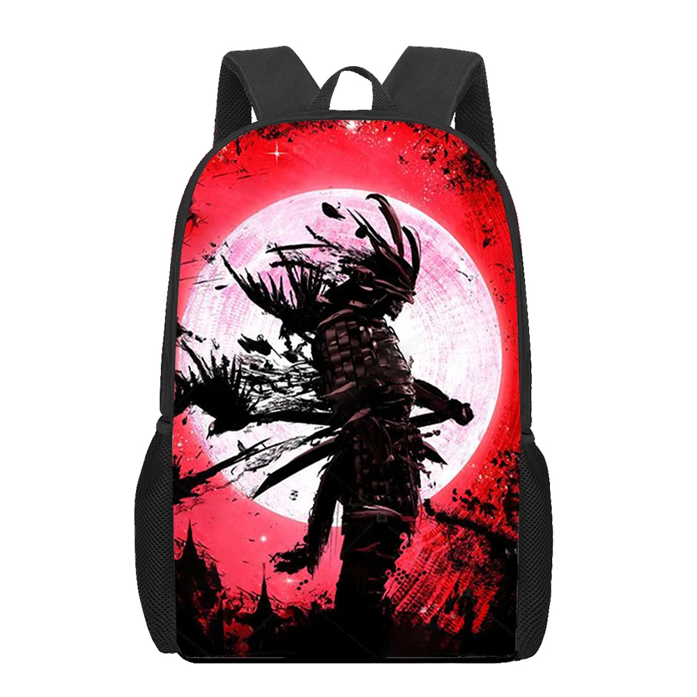 

Japan Samurai Full Moon Print School Bag for Teenager Boys Primary Kids Backpack Book Bags Children Men Casual Backpacks 16inch