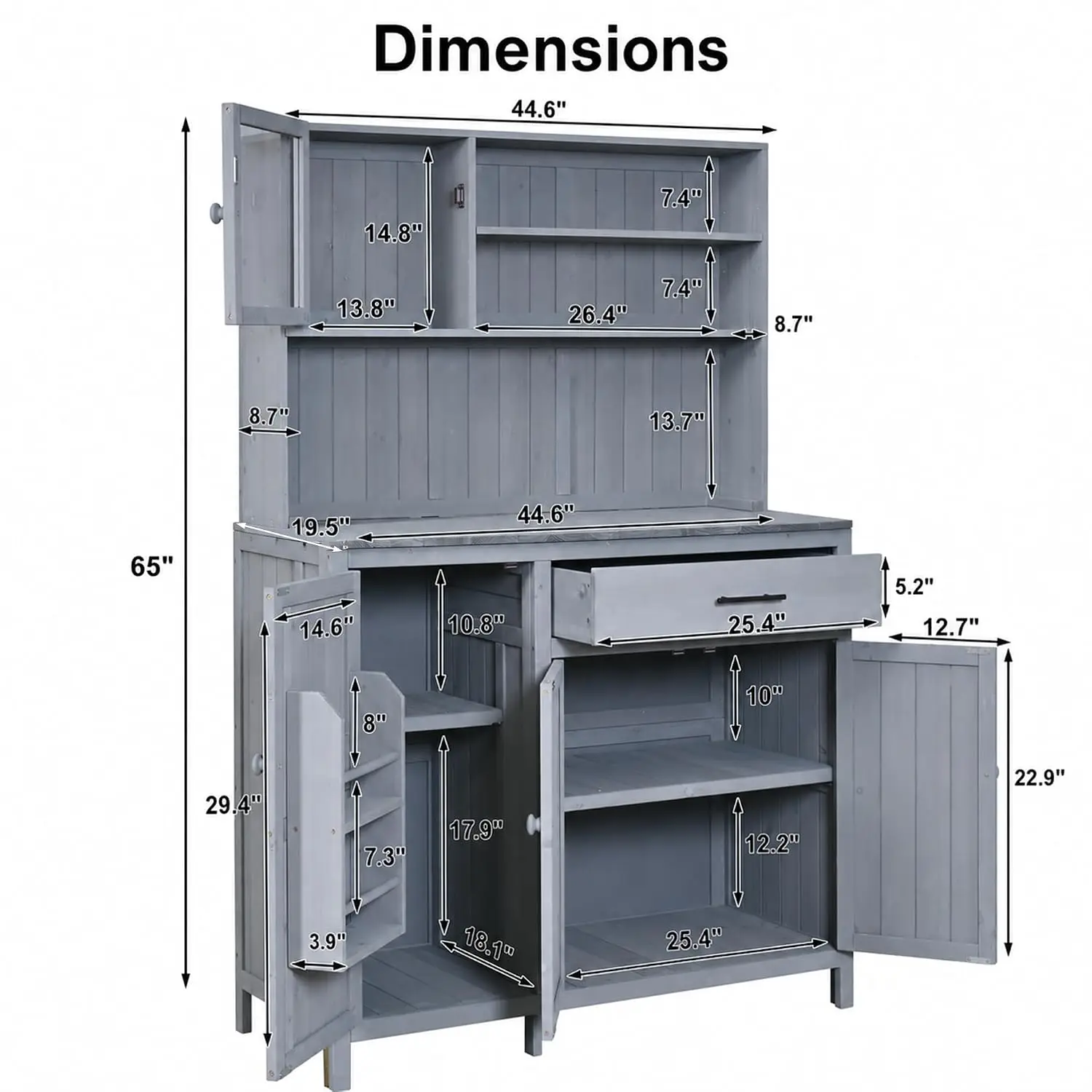 Solid Fir Wood Potting Bench with Hutch, Garden Workstation Storage Shelf, Outdoor Planting Table, Customized