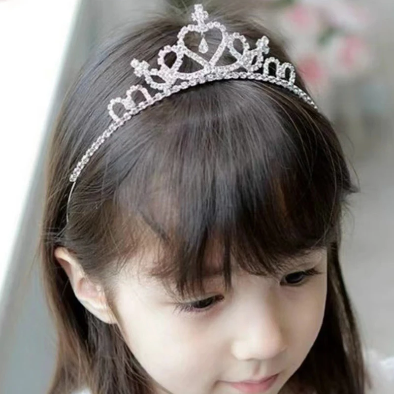 Girls Crystal Tiara Elegant Rhinestone Small Tiaras Headdress Bridal Princess Tiara Hair Crown Headband Hair Accessories