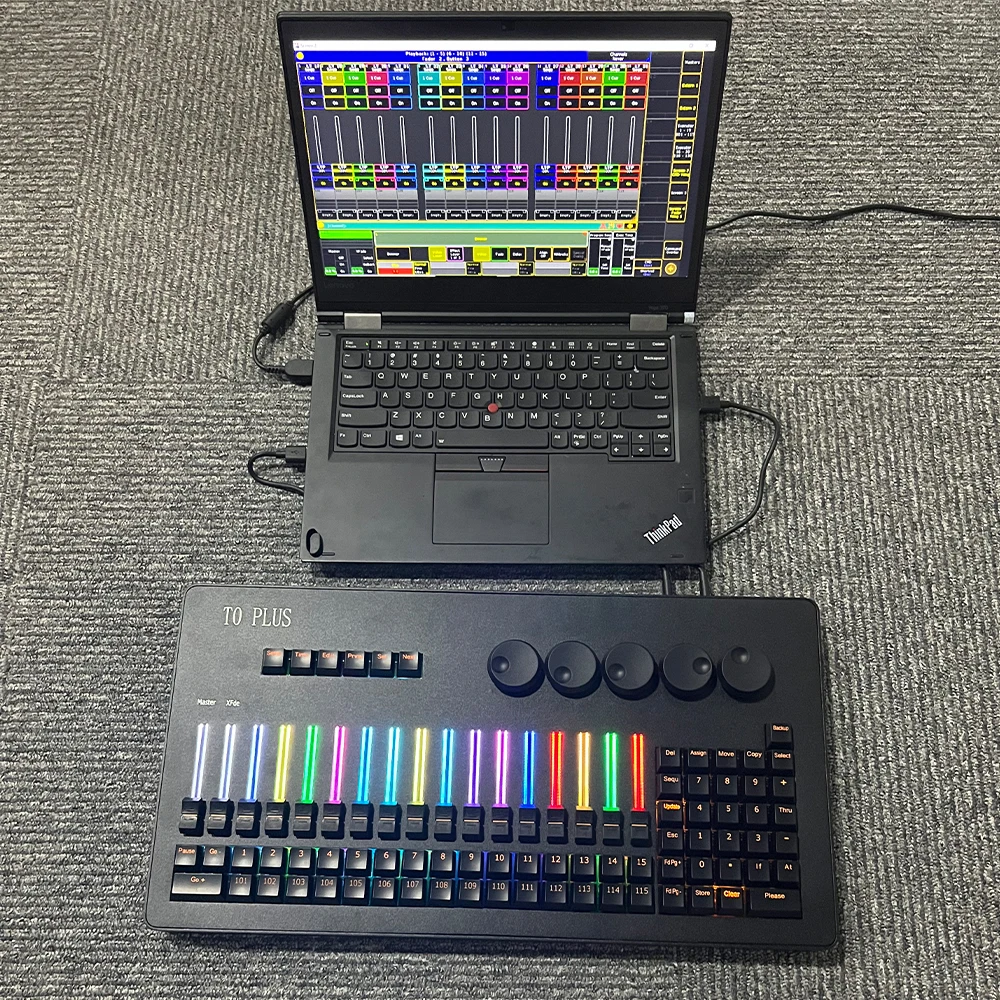 Command Wing T0 Plus onPC RGB Light Strip Backlit 5 Encoder Fader for Unlock MA2 Lighting Software Wedding Stage Light Control