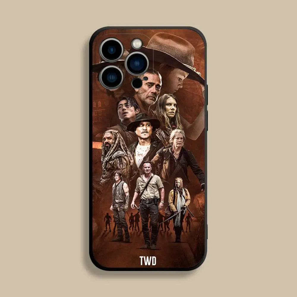 Чехол для телефона TWD T-The Walkings Dead для iPhone 17,16,15,14,13,12,Pro,Max,Plus,E,SE4,Air,Mini,черный мягкий чехол