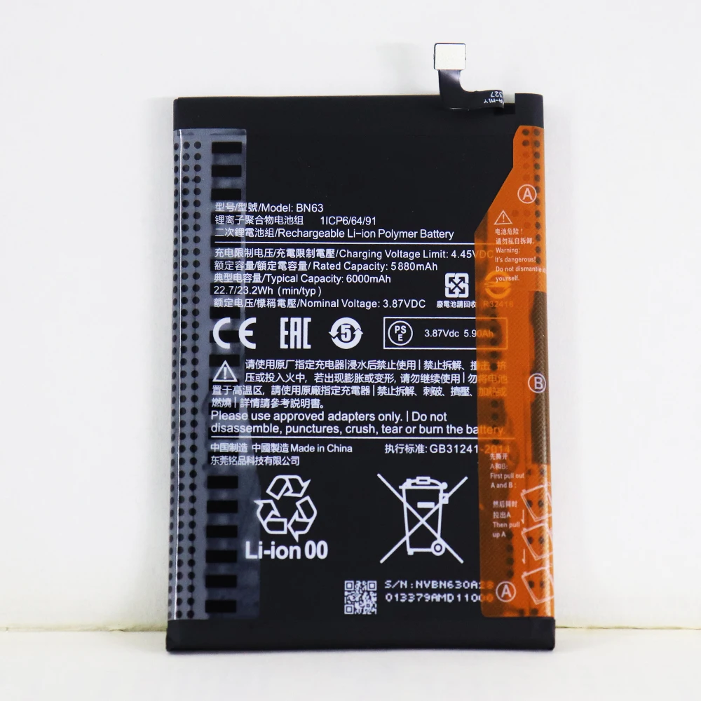 High Quality Original Cell For New Battery For MIUI Phone RedMi 10/10 PRIME 21061119BI BN63 6000mAh Redmi Battery+Tools