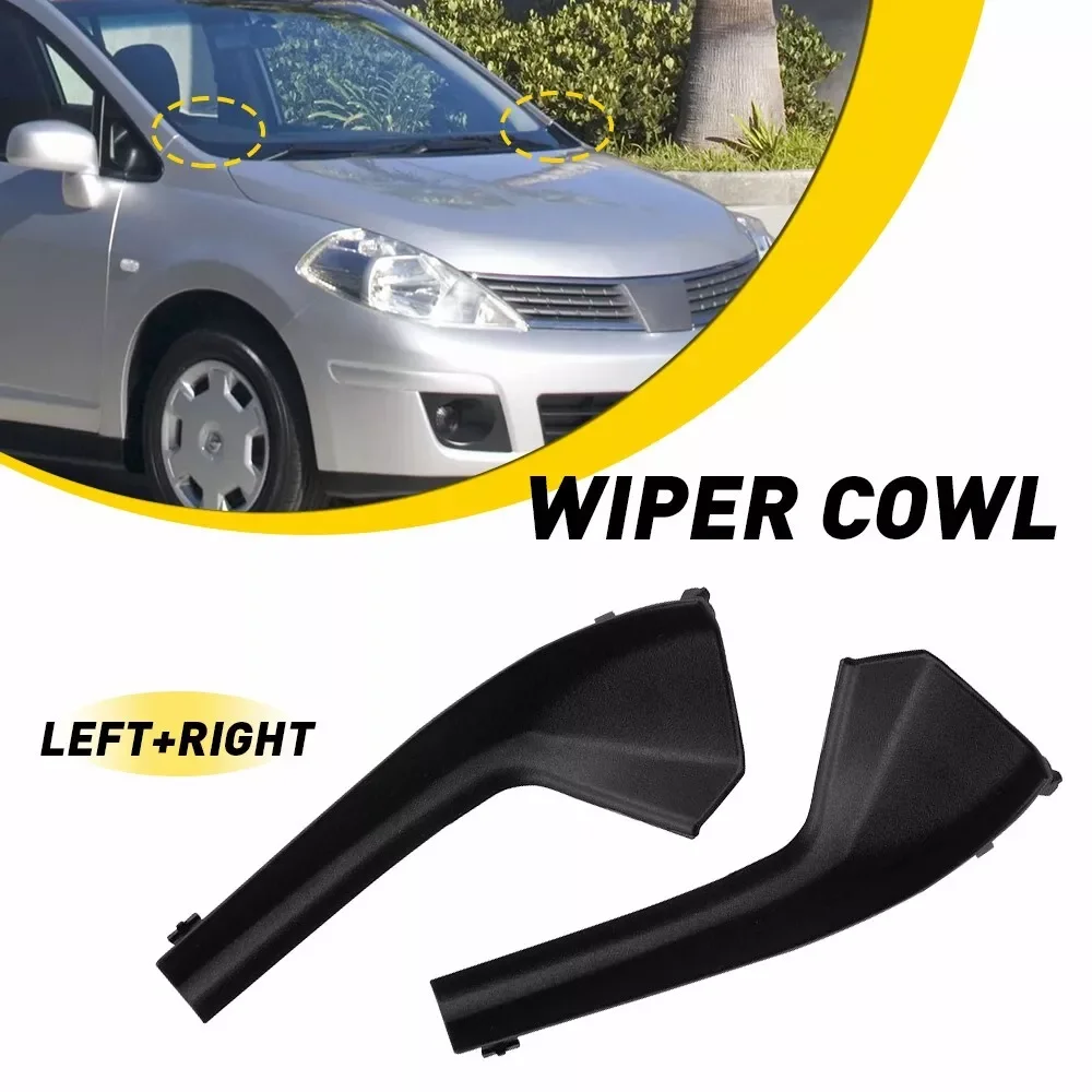 AU05 -Car Front Windshield Wiper Side Trim Cover Water Deflector Cowl Plate for Nissan Tiida Old Model 66895-ED50A 66894-ED500