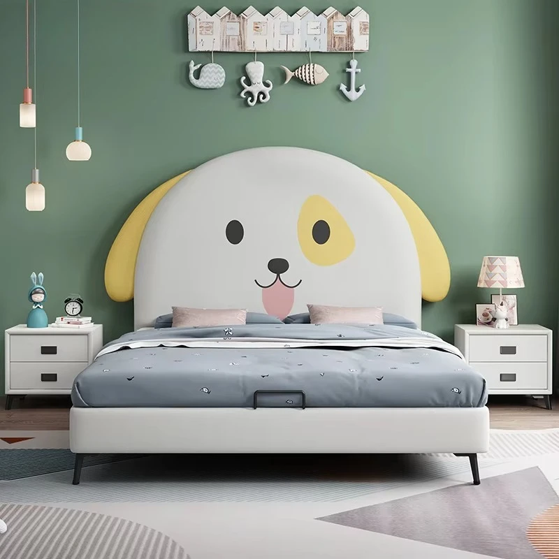 إطار سرير للأطفال عالي الجودة بجرو داخلي للأطفال سرير مفرد خشبي على شكل حيوان سرير أطفال كرتوني