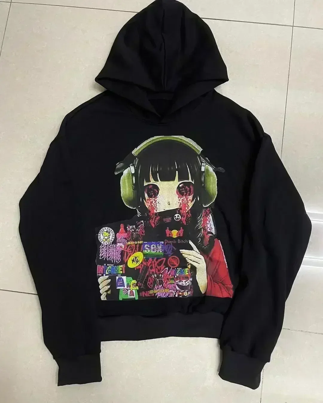 Y2k Drolandmiller Hoodies Women Gothic Punk Streetwear Grunge Top