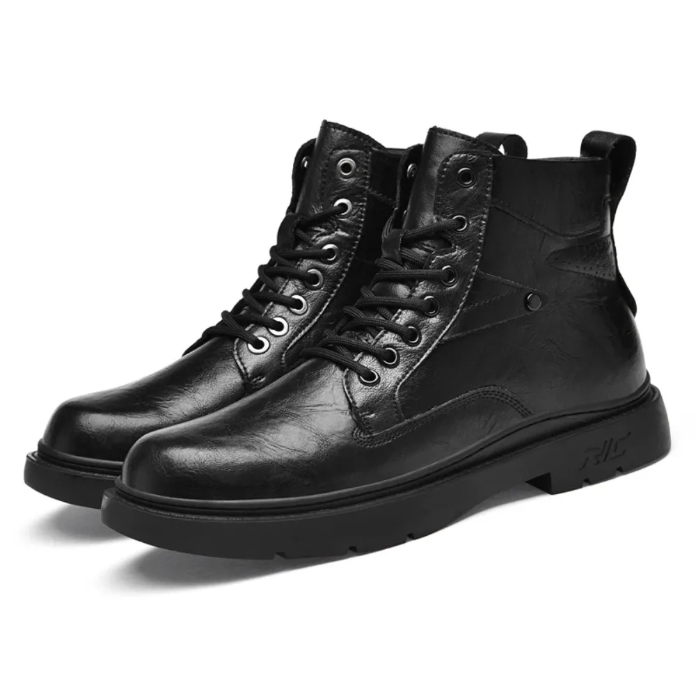 

British Style Men's Genuine Leather Work Boots Classic High-Top Laced Walking Boots Outdoor Durable Comfortable And Casual Boots