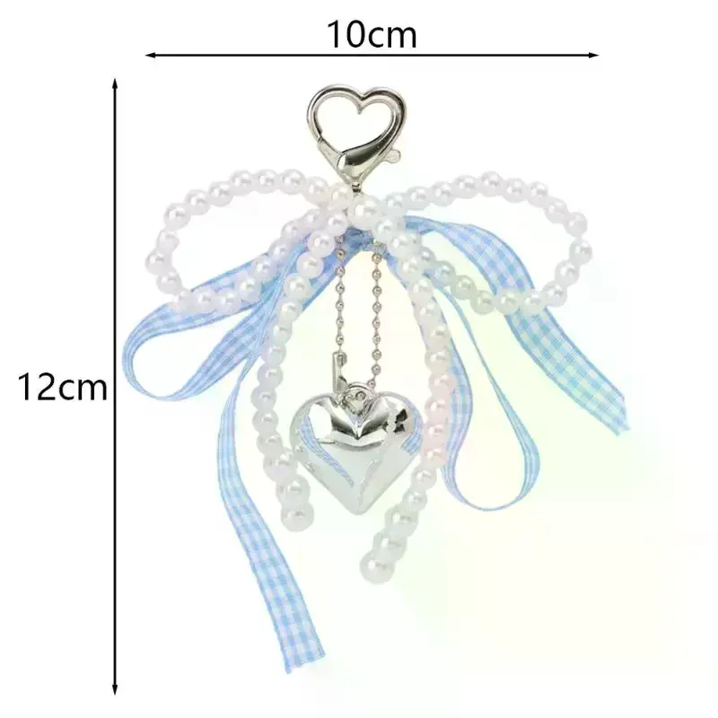 Fotografia 5: Chaveiro feminino elegante com laço em forma de pérola para celular, pingente de bolsa e acessório.