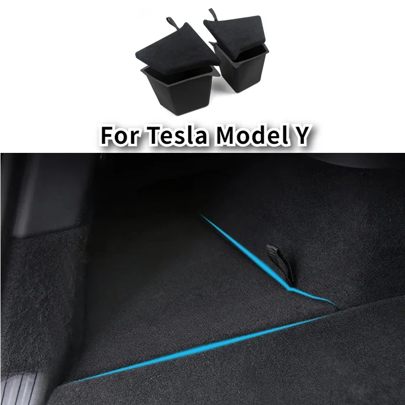 For Tesla Model Y Rear Trunk Side Storage Box Berlin Left Right Bins Organizer Tray Stowing Tidying Packet Car Accessories 2024