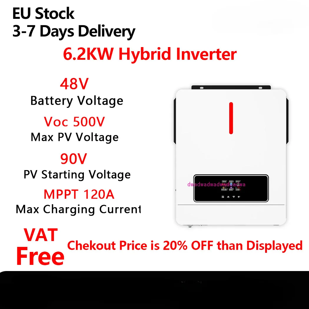 Off-Grid Hybrid Solar Inverter DC 48V AC220V Dual load Output MPPT 120A Solar Charger Max PV Power 6.5KW Input