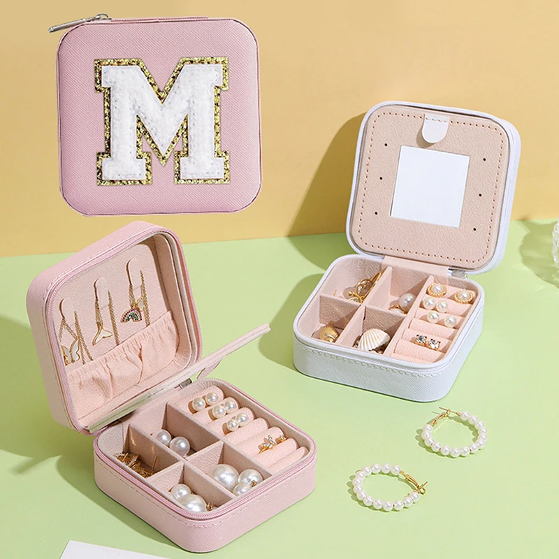 Creative Letter Travel Jewelry Box Cute Mini Portable Organizer Travel Case Storage Boxes for Rings/Earrings/Necklaces/Bracelets