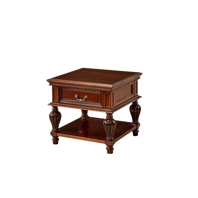 

American retro solid wood edge few sofa side table black walnut living room locker square few