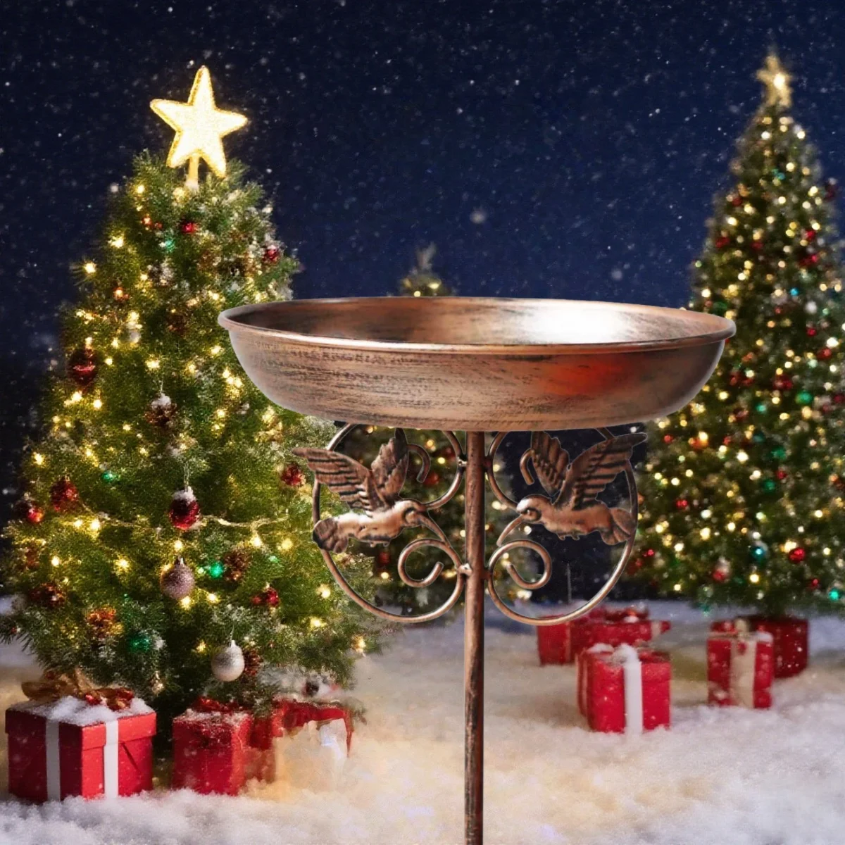 

1 Piece Rust-Proof Metal Bird Bath - Detachable Cast Iron Decorative Bird Feeder, Suitable for Outdoor Christmas Decorations, Garden, Terrace or Courtyard Decoration, Ideal as a Christmas Gift for Family and Friends, P