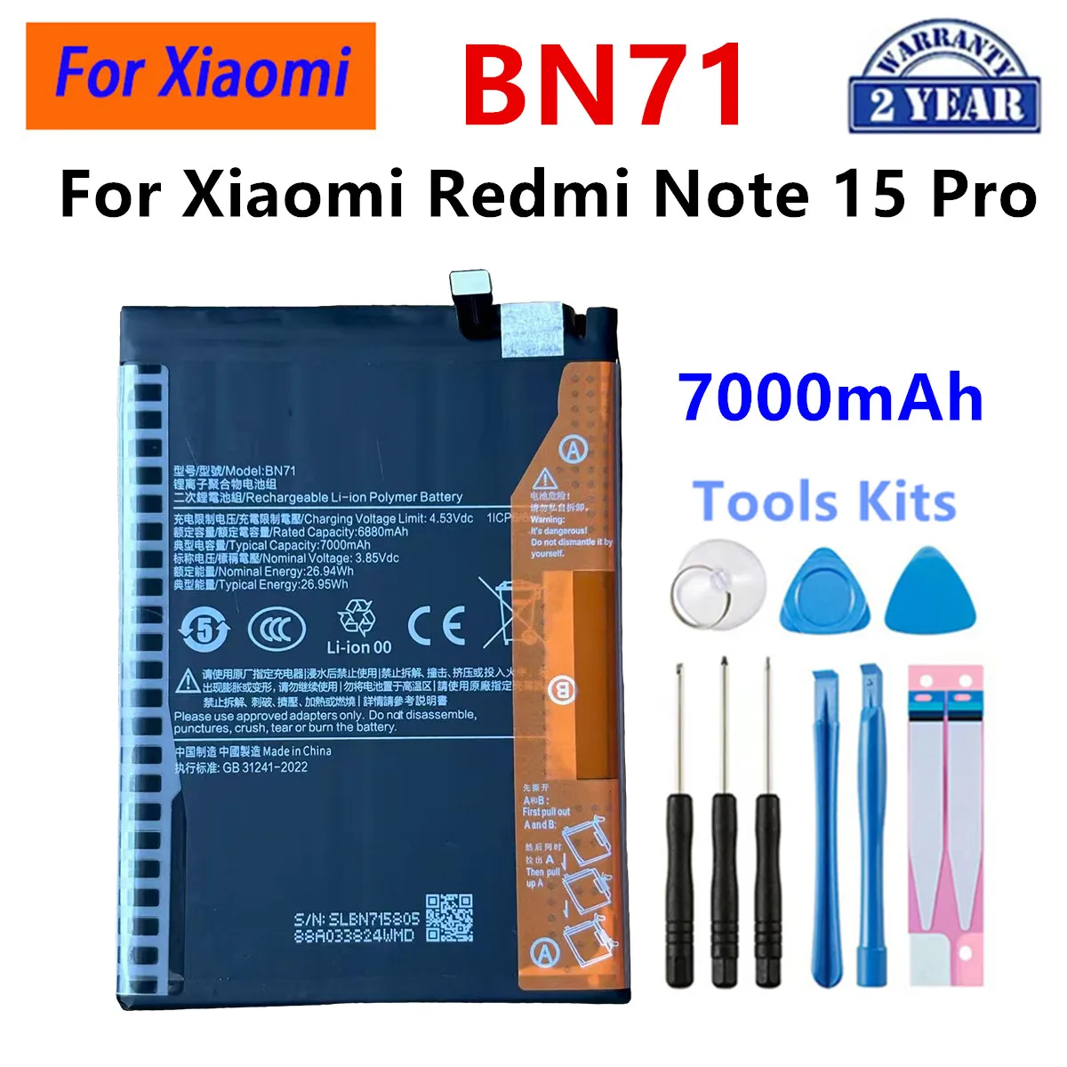 BP56 BM68 BN5Y BN6C BN71 BN5D Zamienna bateria do Xiaomi Redmi Note14 Pro Plus Redmi Note 15 Pro 5G International Edition — zdjęcie produktu 5