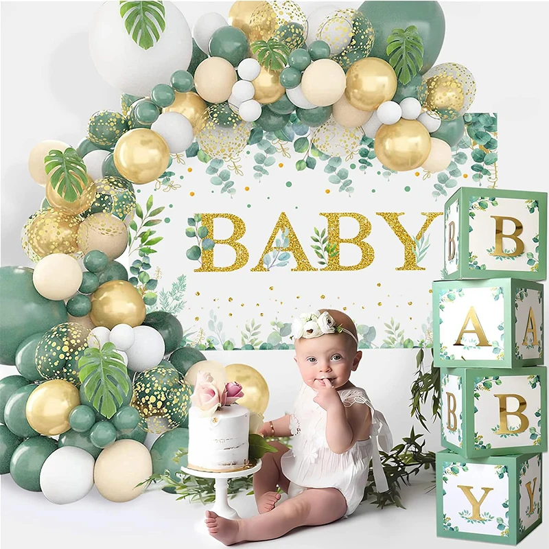 

Balloons Baby Balloon Box 125pcs/set Avocado Color Chain Kit Background Banner Christening Decoration and Accessories Ballon