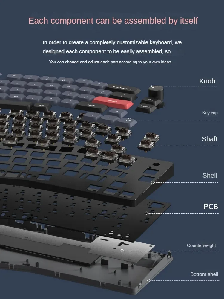 Imagem -04 - Teclado Mecânico K11pro Original Modo Dual Luz Fina Ergonômico Personalizado Abs Keycaps 67 Teclas pc Escritório Eixo Baixo