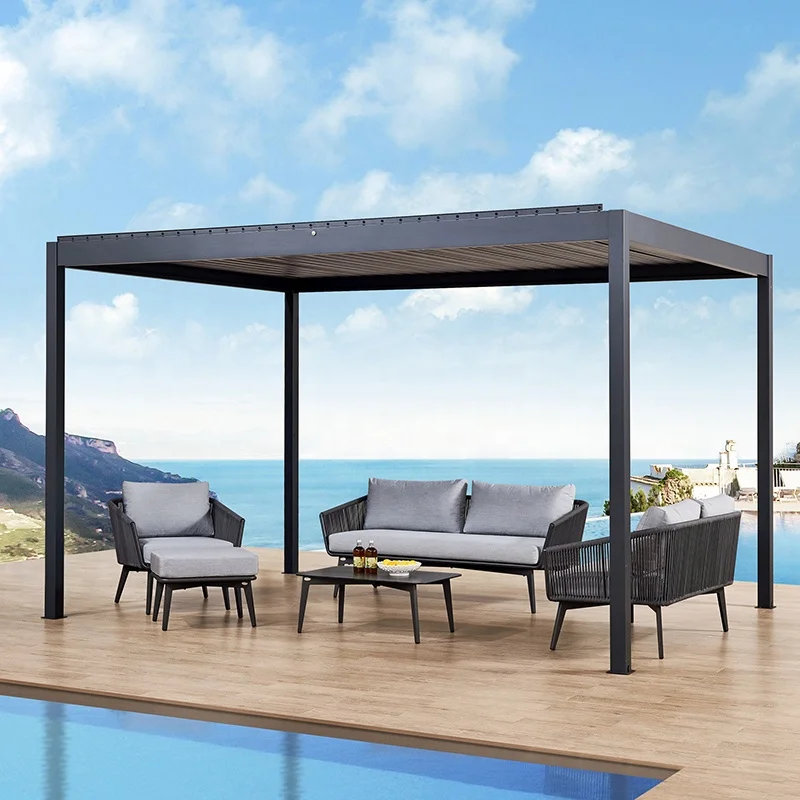 

Electric waterproof outdoor aluminum pergola Modern gazebo Adjustable shutter gazebo Gazebo and outdoor