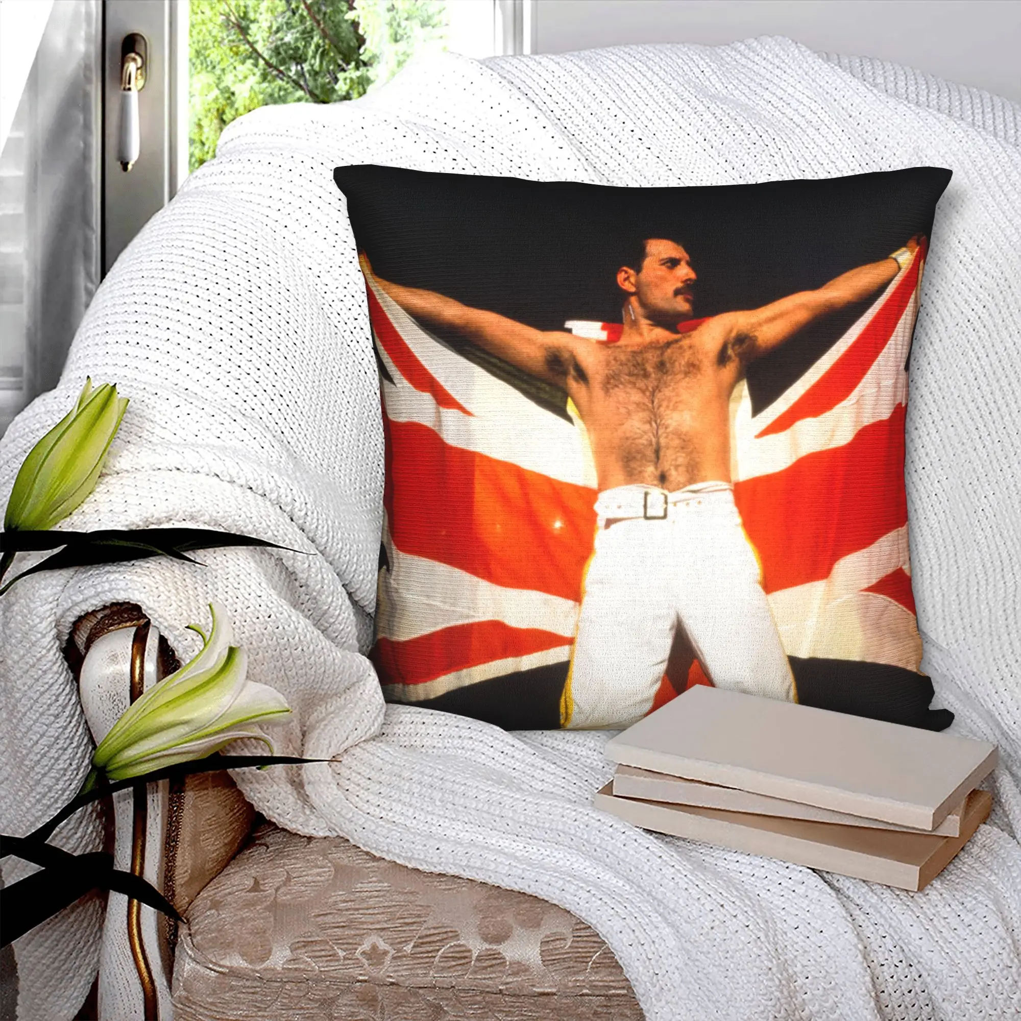 Freddie Mercury Throw Pillow for Sofa  Luxury Cushion Cover Square Pillowcase